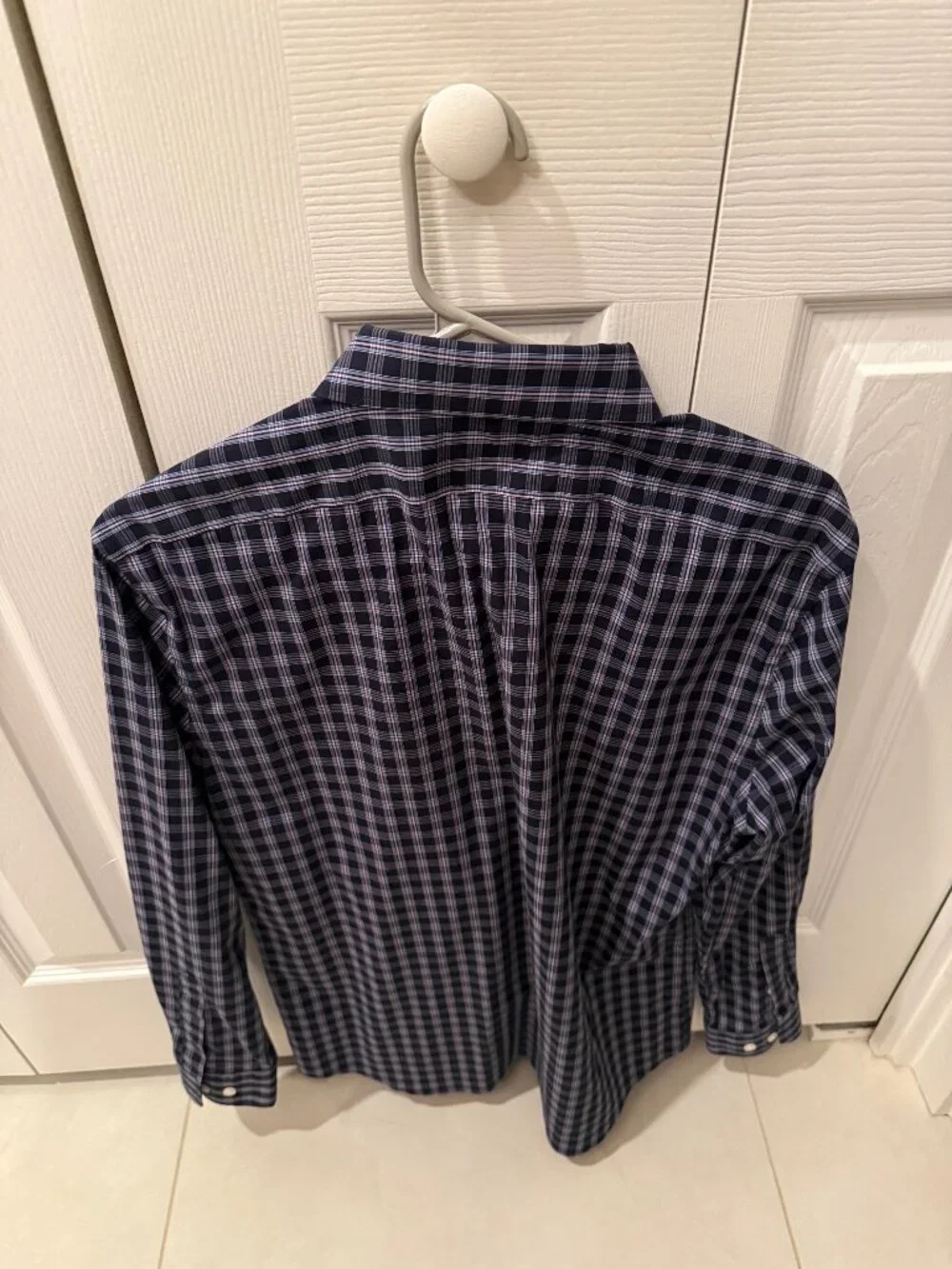 Banana Republic Mens Slim Dress Shirt - M - Midnight Plaid Warm - USED